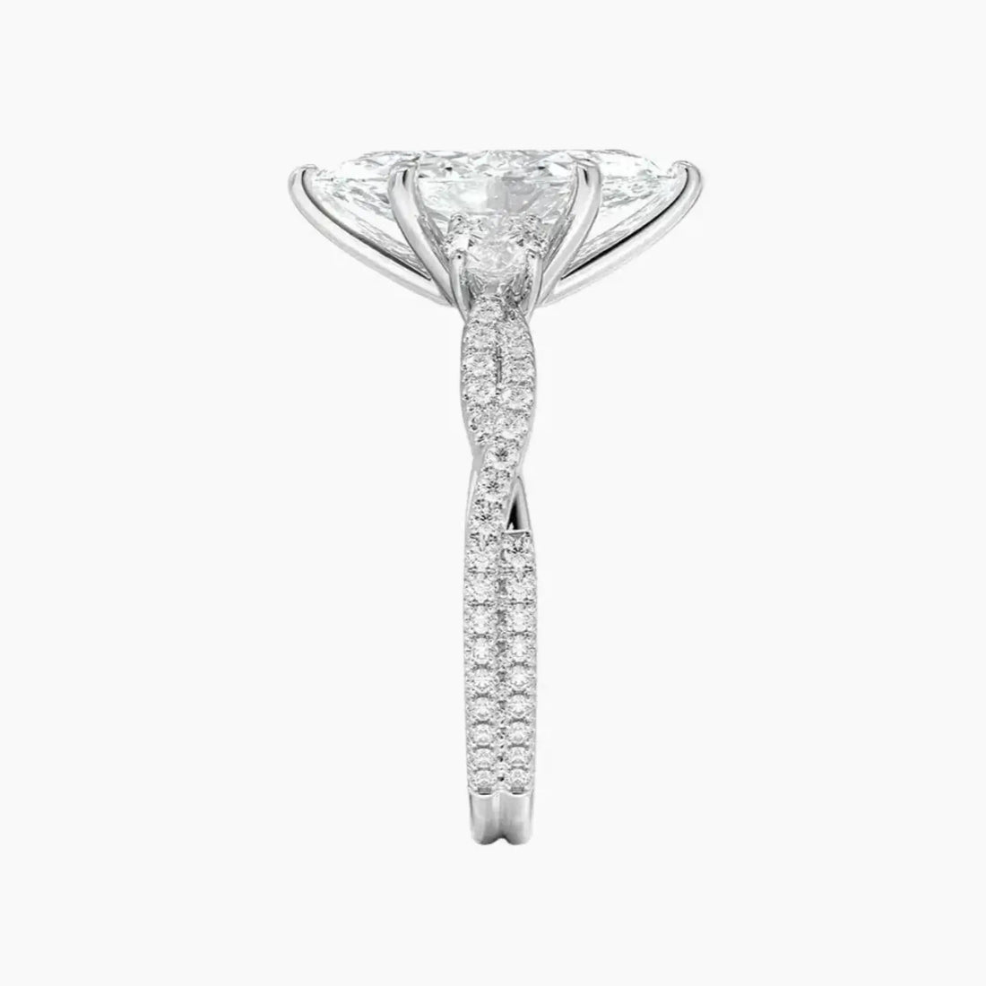 Calista Adorned Twisted Marquise Designer 2.5 Carat Lab Grown Diamond Engagement Ring in 14K Rose Gold
