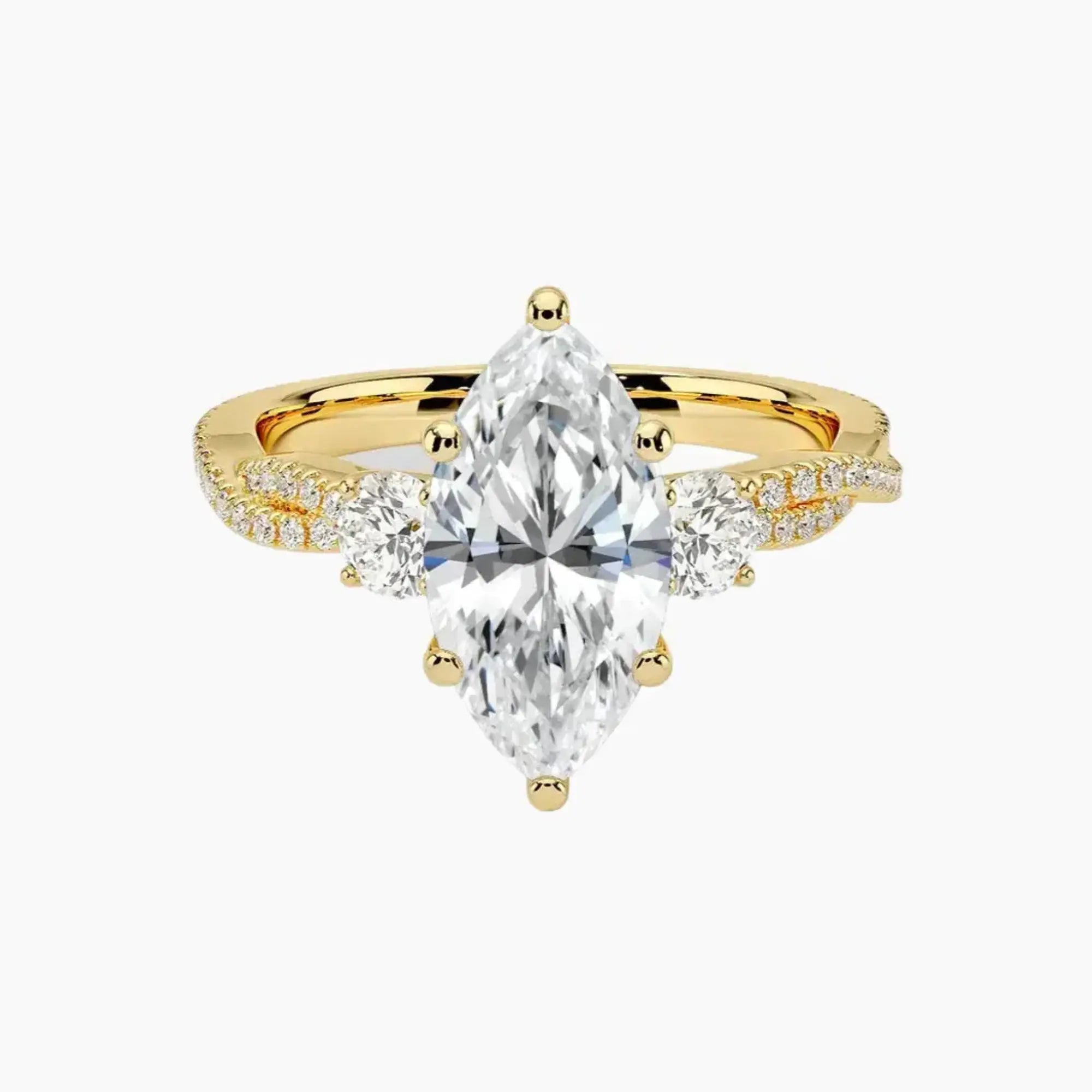 Calista Adorned Twisted Marquise Designer Diamond Ring Setting in 14K Rose Gold