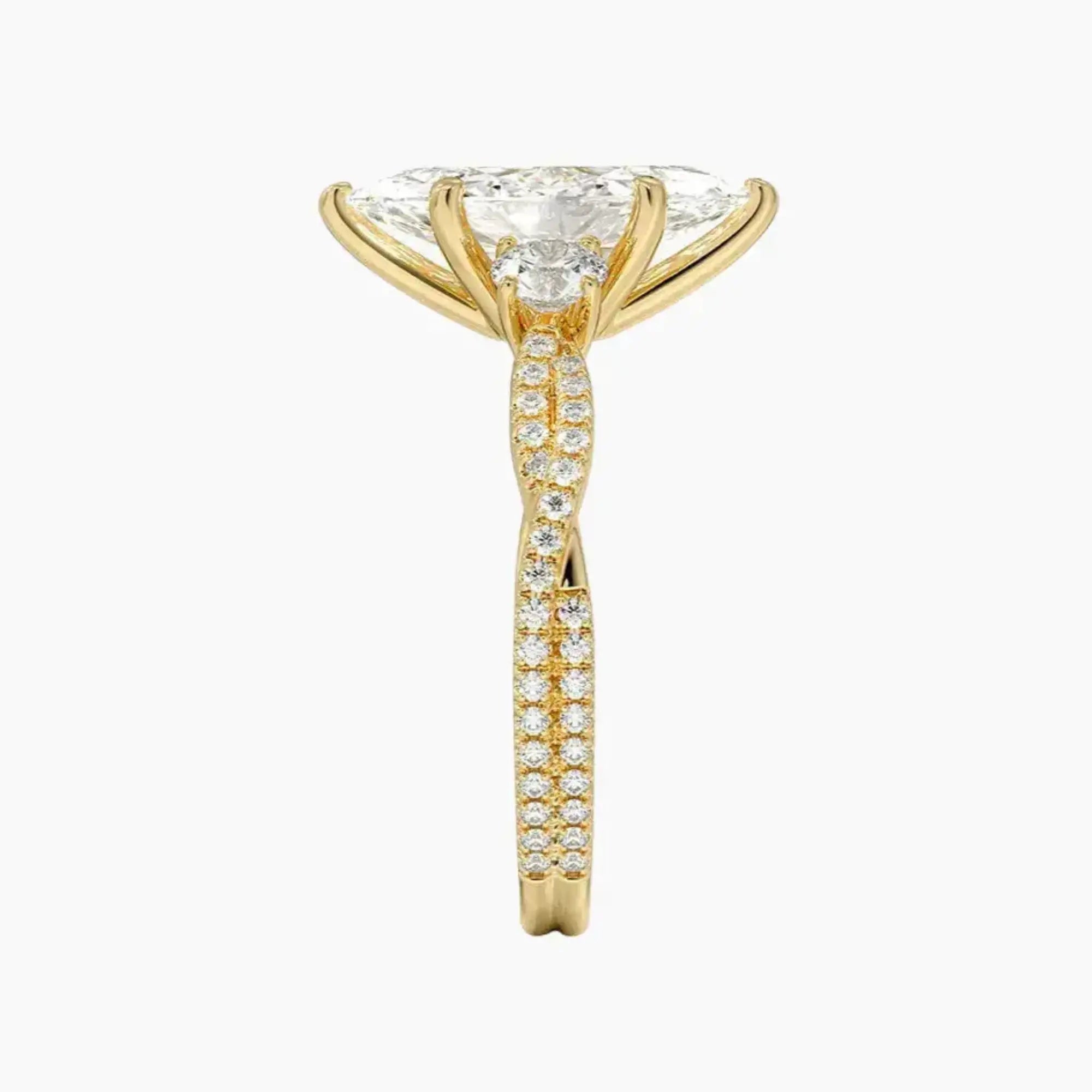 Calista Adorned Twisted Marquise Designer Diamond Ring Setting in 18K White Gold