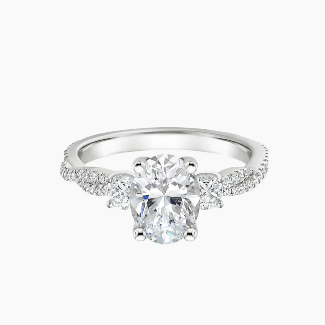 Calista Adorned Twisted Oval Designer 3 Carat Lab Grown Diamond Engagement Ring in 14K Rose Gold