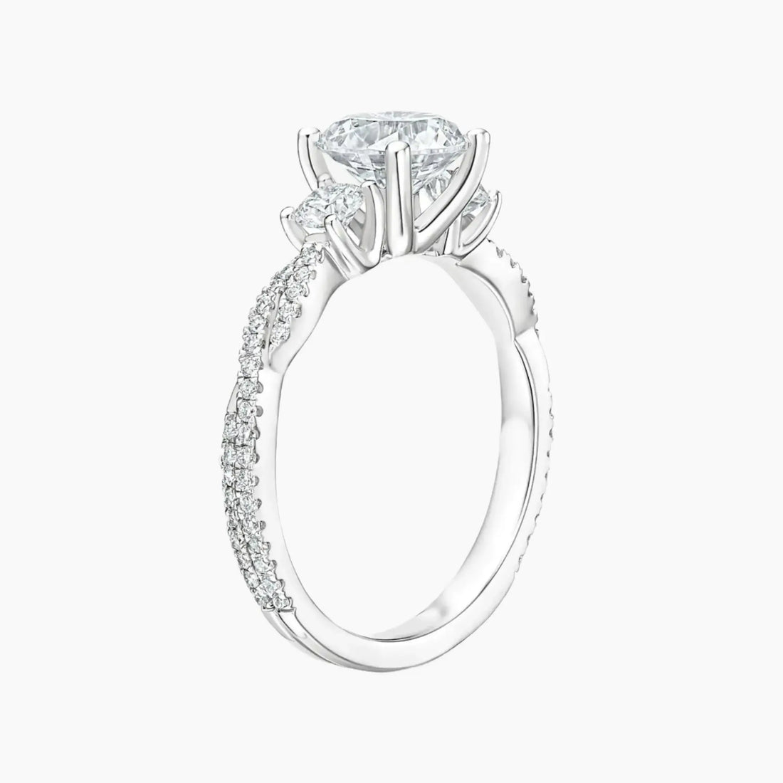 Calista Adorned Twisted Pear Designer Diamond Ring Setting in 18K White Gold