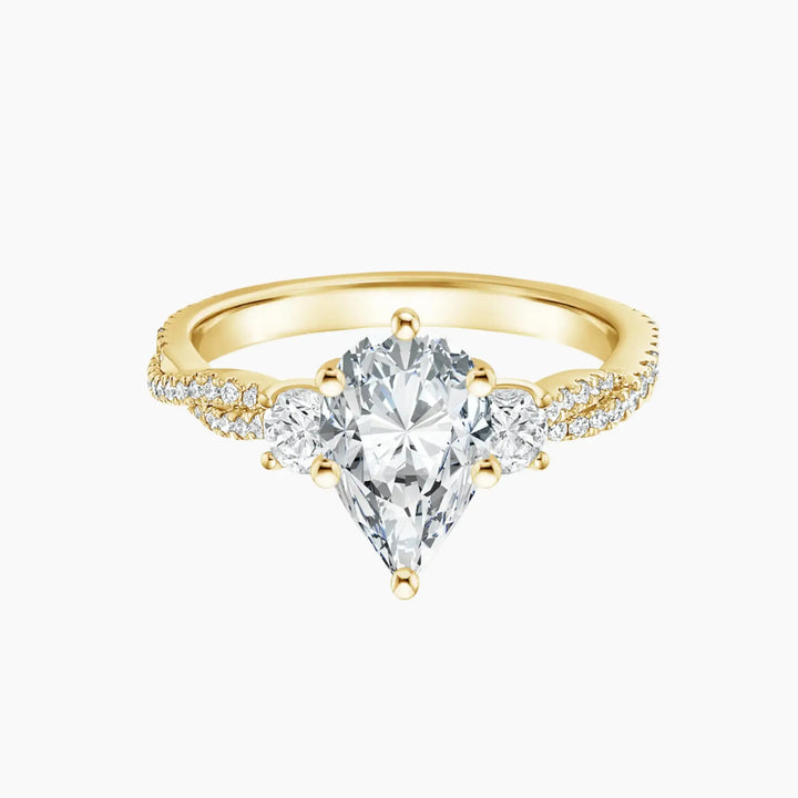Calista Adorned Twisted Pear Designer 2 Carat Lab Grown Diamond Engagement Ring in 14K Yellow Gold