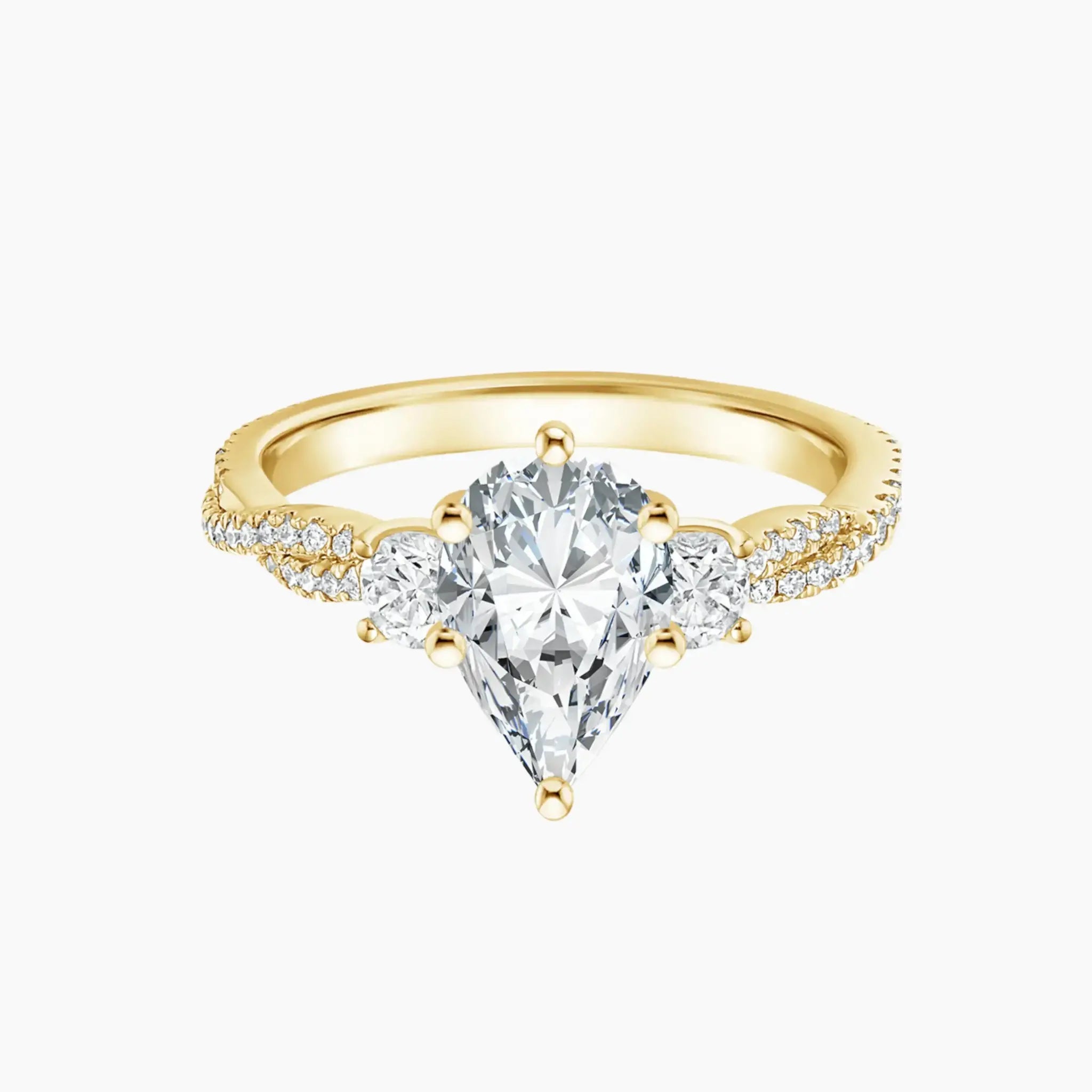 Calista Adorned Twisted Pear Designer 3 Carat Lab Grown Diamond Engagement Ring in 14K Rose Gold