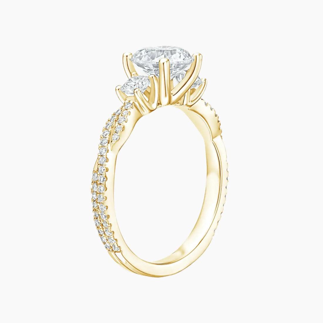 Calista Adorned Twisted Pear Designer 1 Carat Lab Grown Diamond Engagement Ring in 14K White Gold