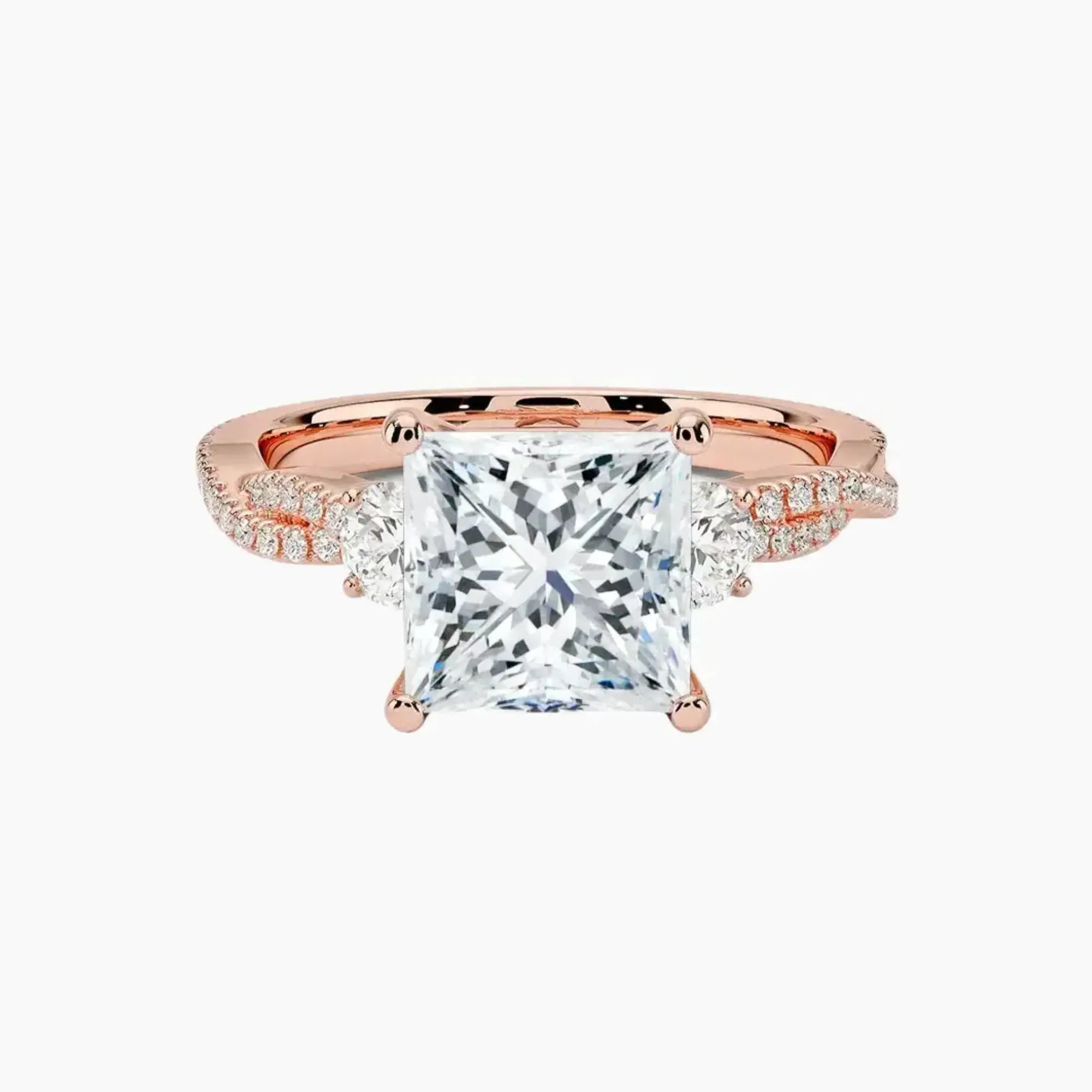 Calista Adorned Twisted Princess Designer 2.5 Carat Lab Grown Diamond Engagement Ring in 18K Yellow Gold