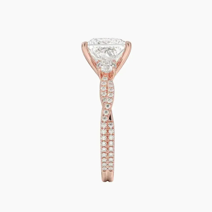Calista Adorned Twisted Princess Designer 1 Carat Lab Grown Diamond Engagement Ring in 18K White Gold