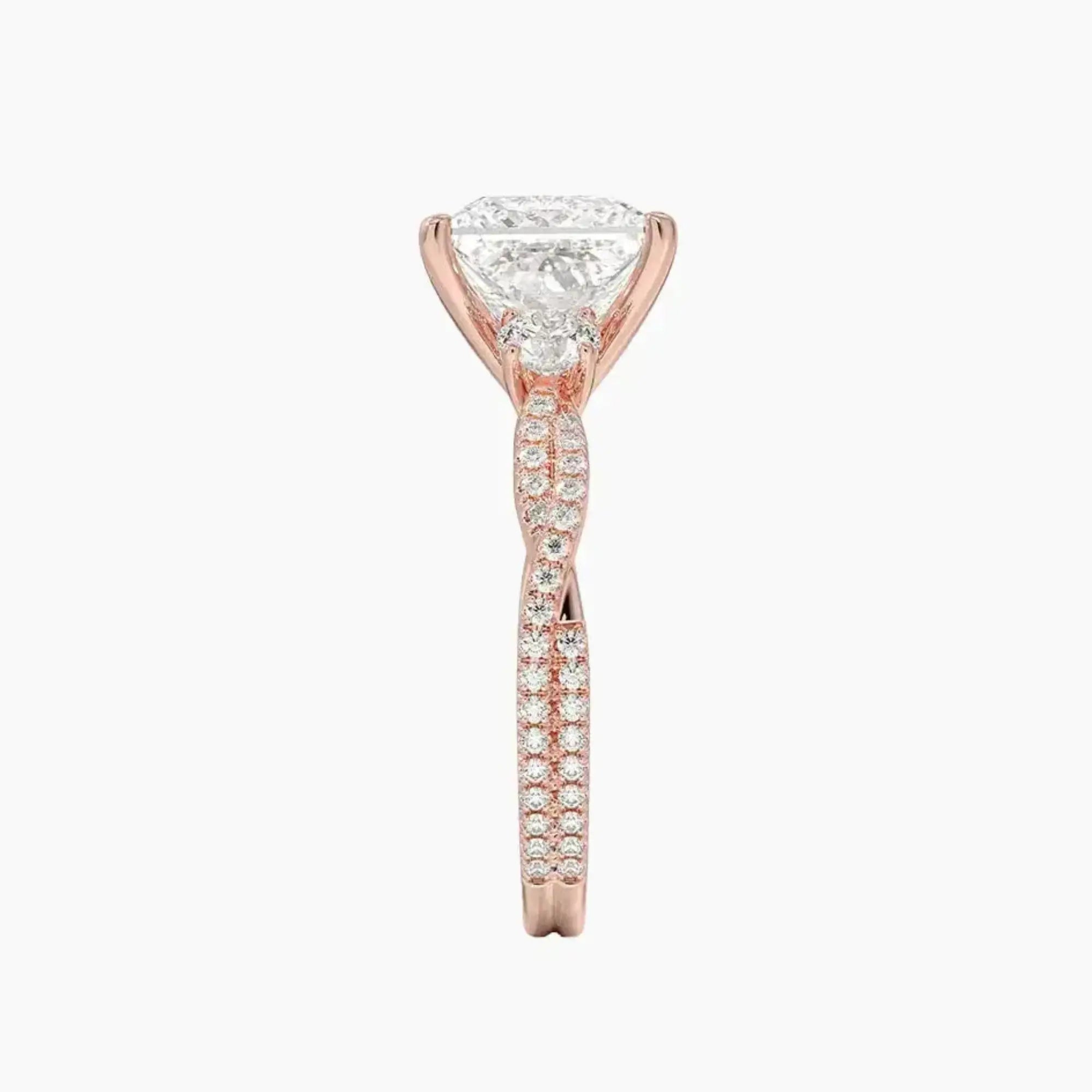 Calista Adorned Twisted Princess Designer 3 Carat Lab Grown Diamond Engagement Ring in 18K Yellow Gold
