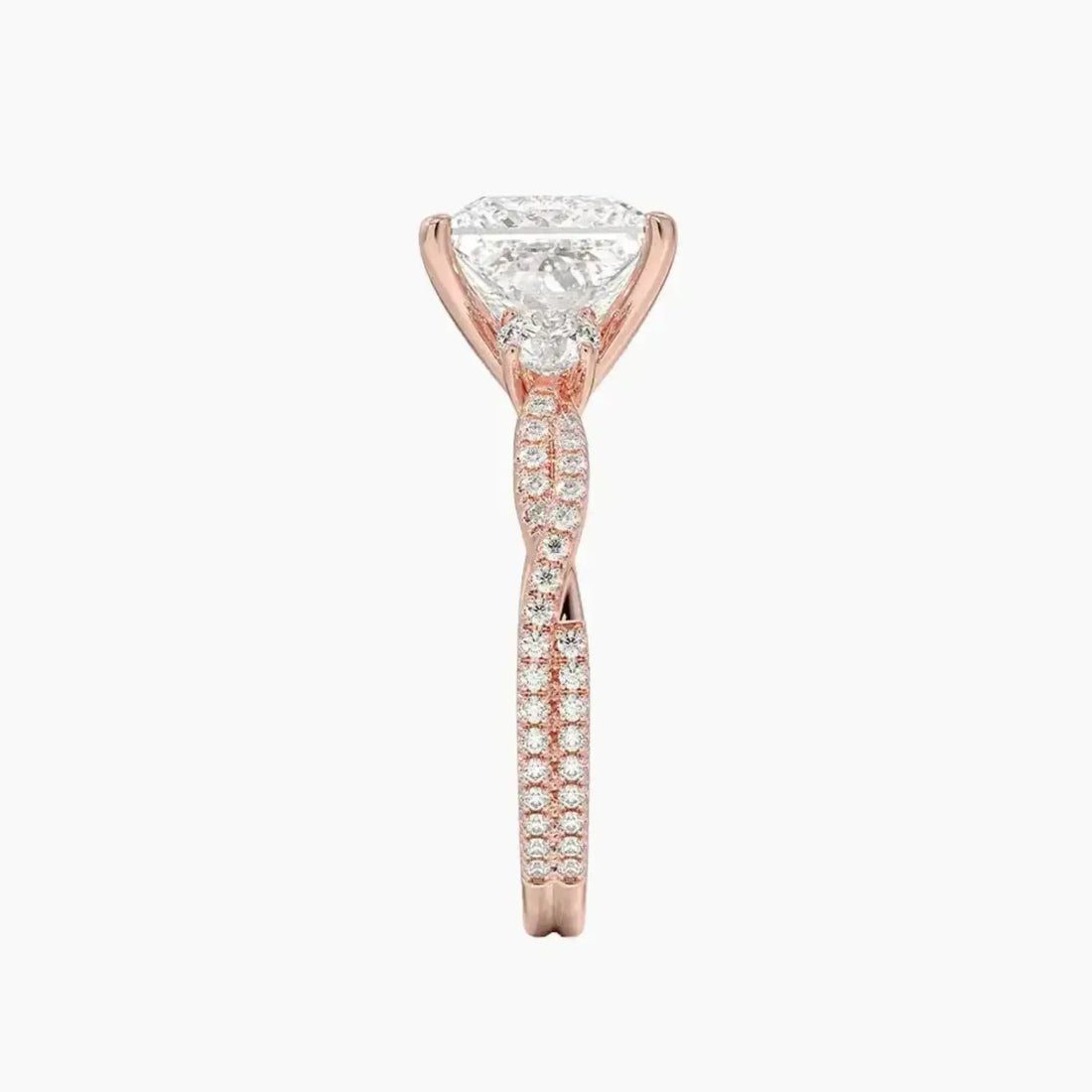 Calista Adorned Twisted Princess Designer 1 Carat Lab Grown Diamond Engagement Ring in 18K Yellow Gold