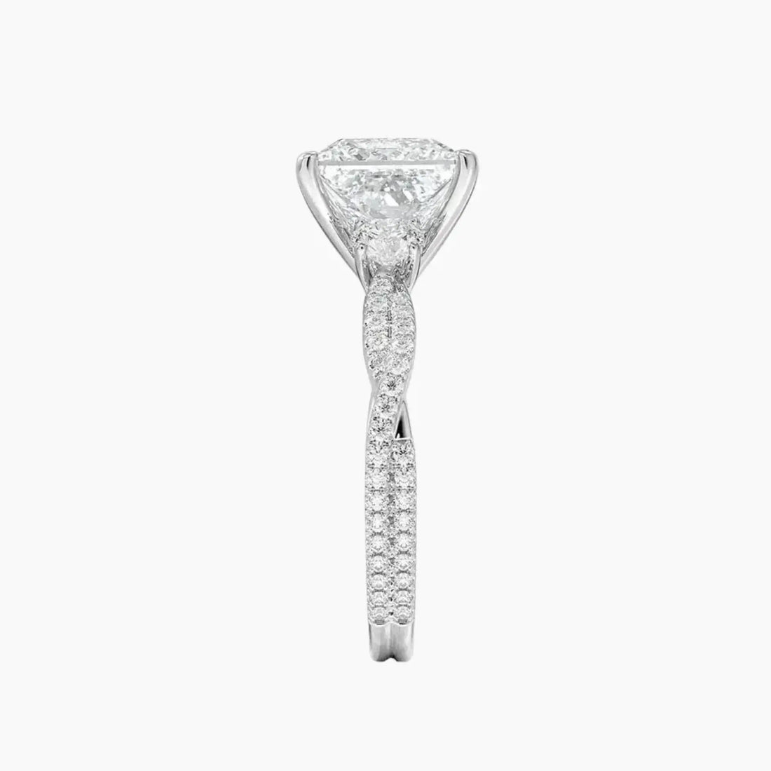 Calista Adorned Twisted Princess Designer 1.5 Carat Lab Grown Diamond Engagement Ring in 14K Rose Gold