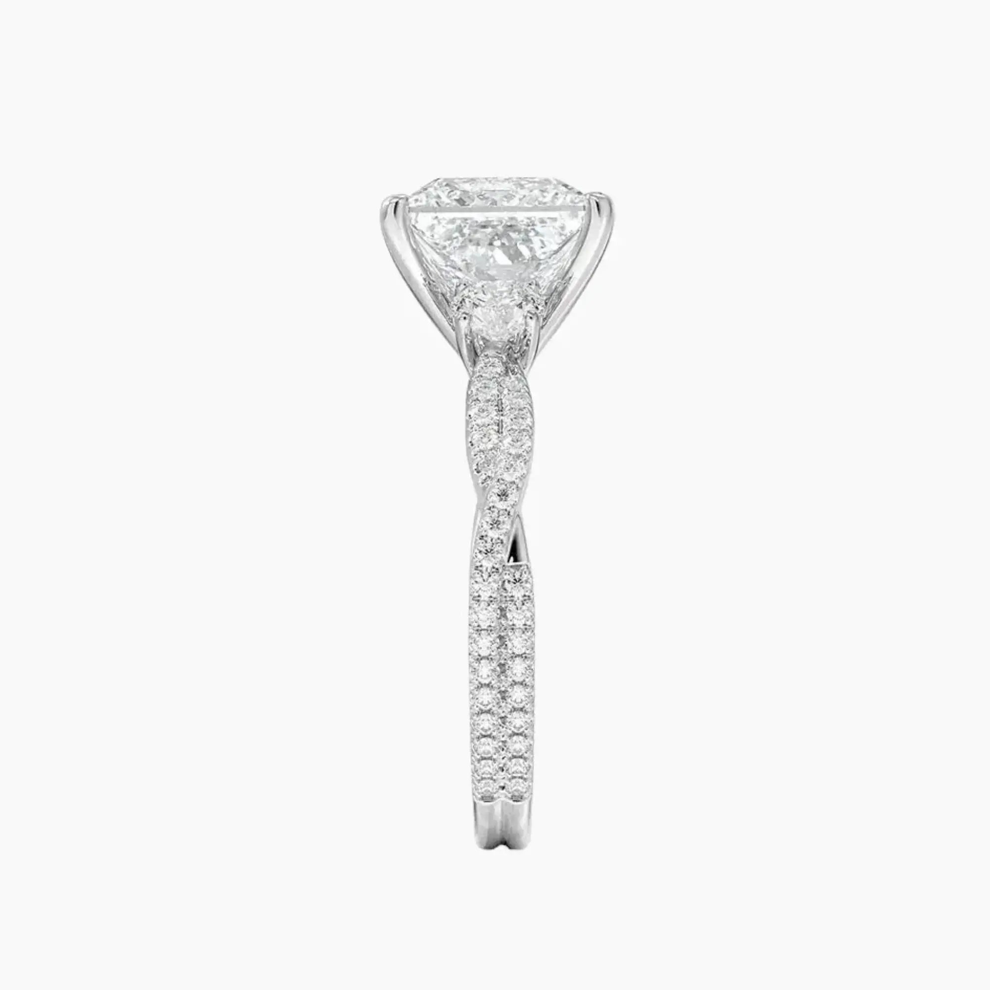 Calista Adorned Twisted Princess Designer 1.5 Carat Lab Grown Diamond Engagement Ring in 14K White Gold