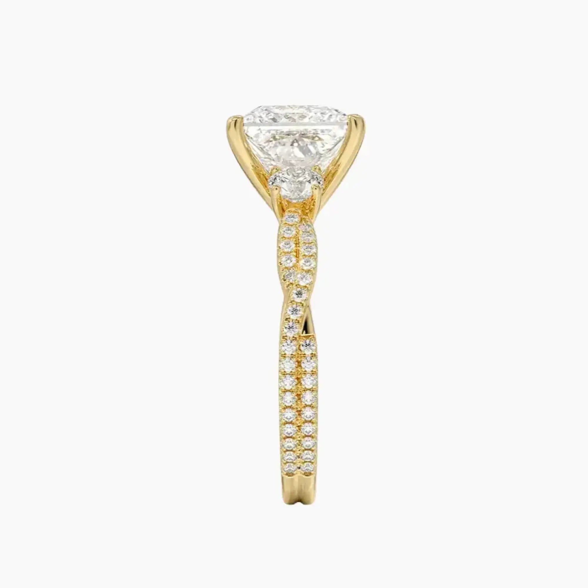 Calista Adorned Twisted Princess Designer 2 Carat Lab Grown Diamond Engagement Ring in 18K White Gold