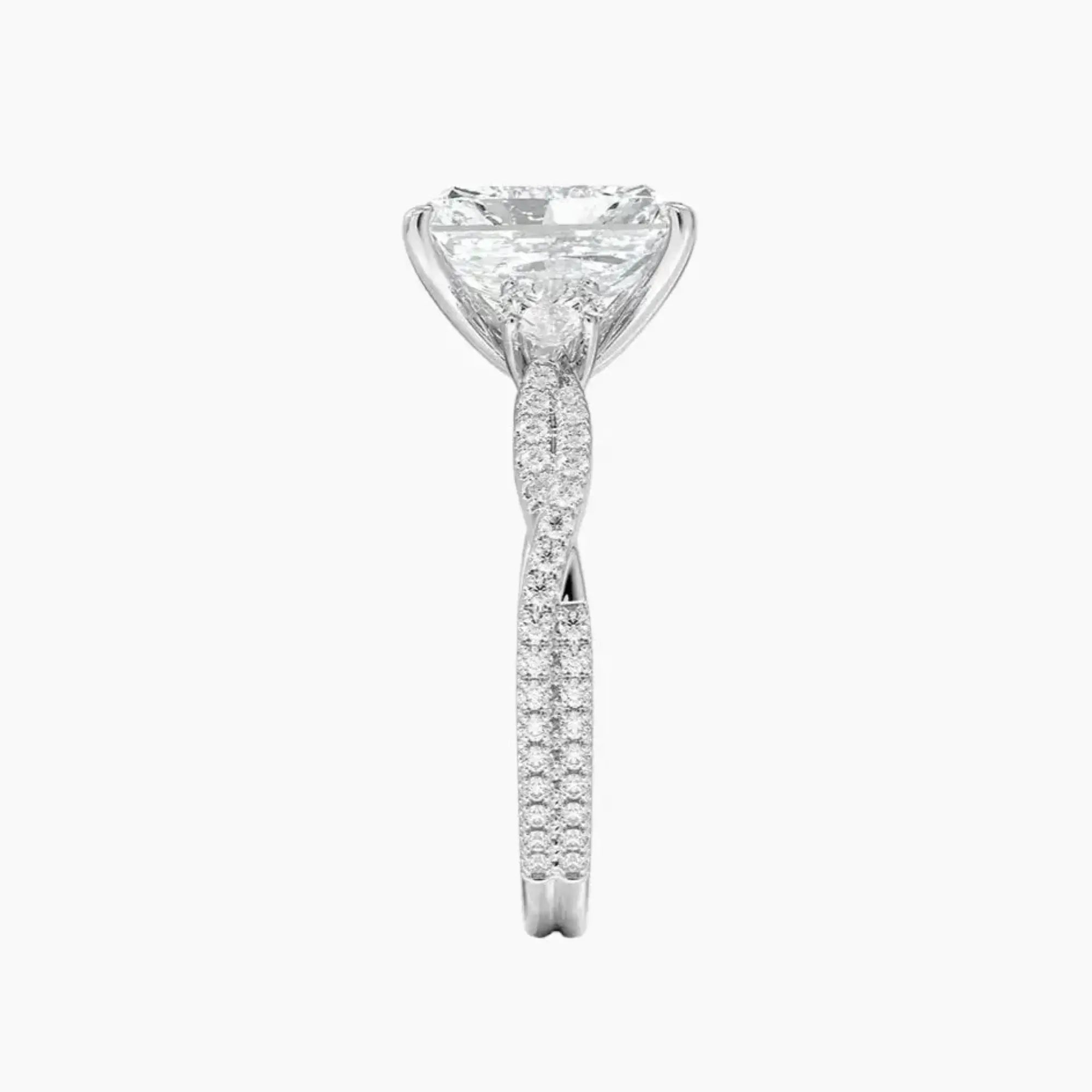 Calista Adorned Twisted Radiant Designer Diamond Ring Setting in 18K Yellow Gold