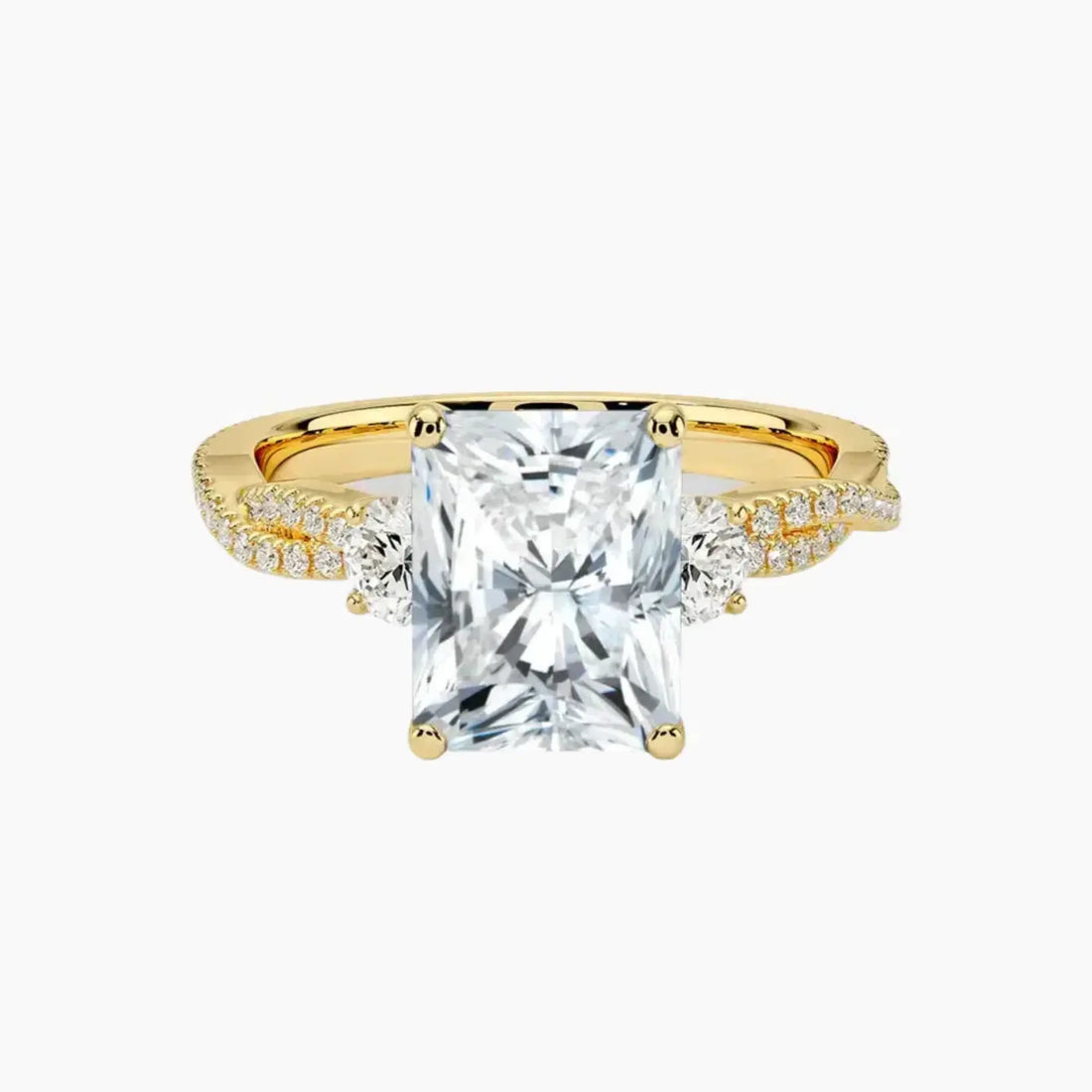 Calista Adorned Twisted Radiant Designer 1.5 Carat Lab Grown Diamond Engagement Ring in 18K Rose Gold