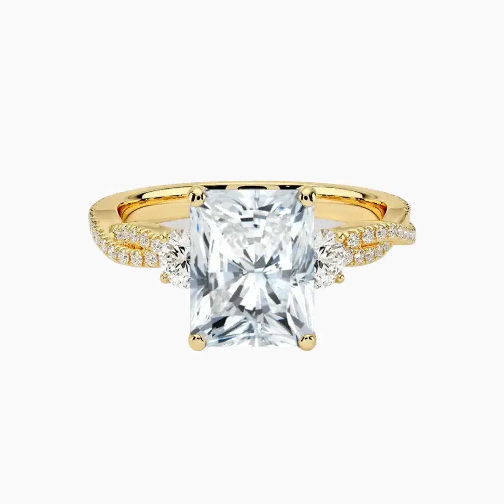 Calista Adorned Twisted Radiant Designer 1.5 Carat Lab Grown Diamond Engagement Ring in 18K White Gold