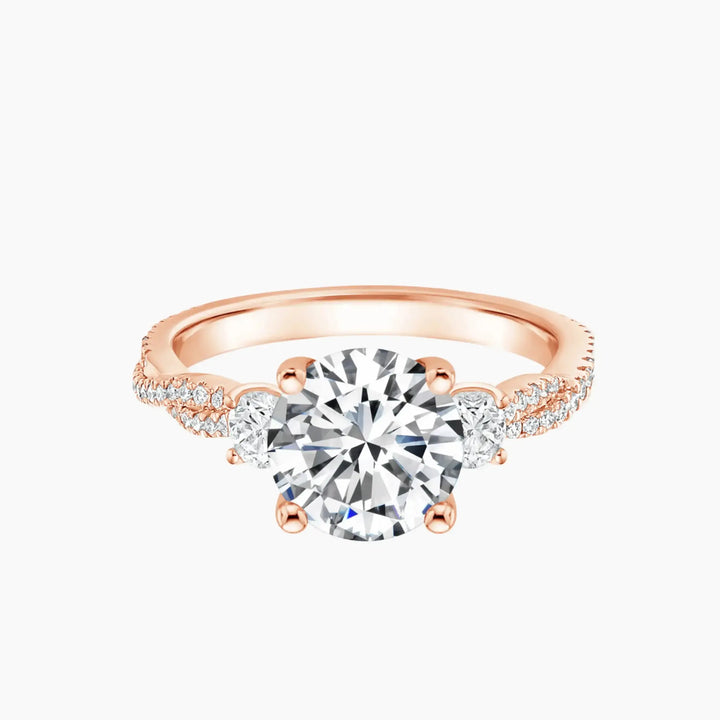 Calista Adorned Twisted Round Designer 3 Carat Lab Grown Diamond Engagement Ring in 18K Yellow Gold