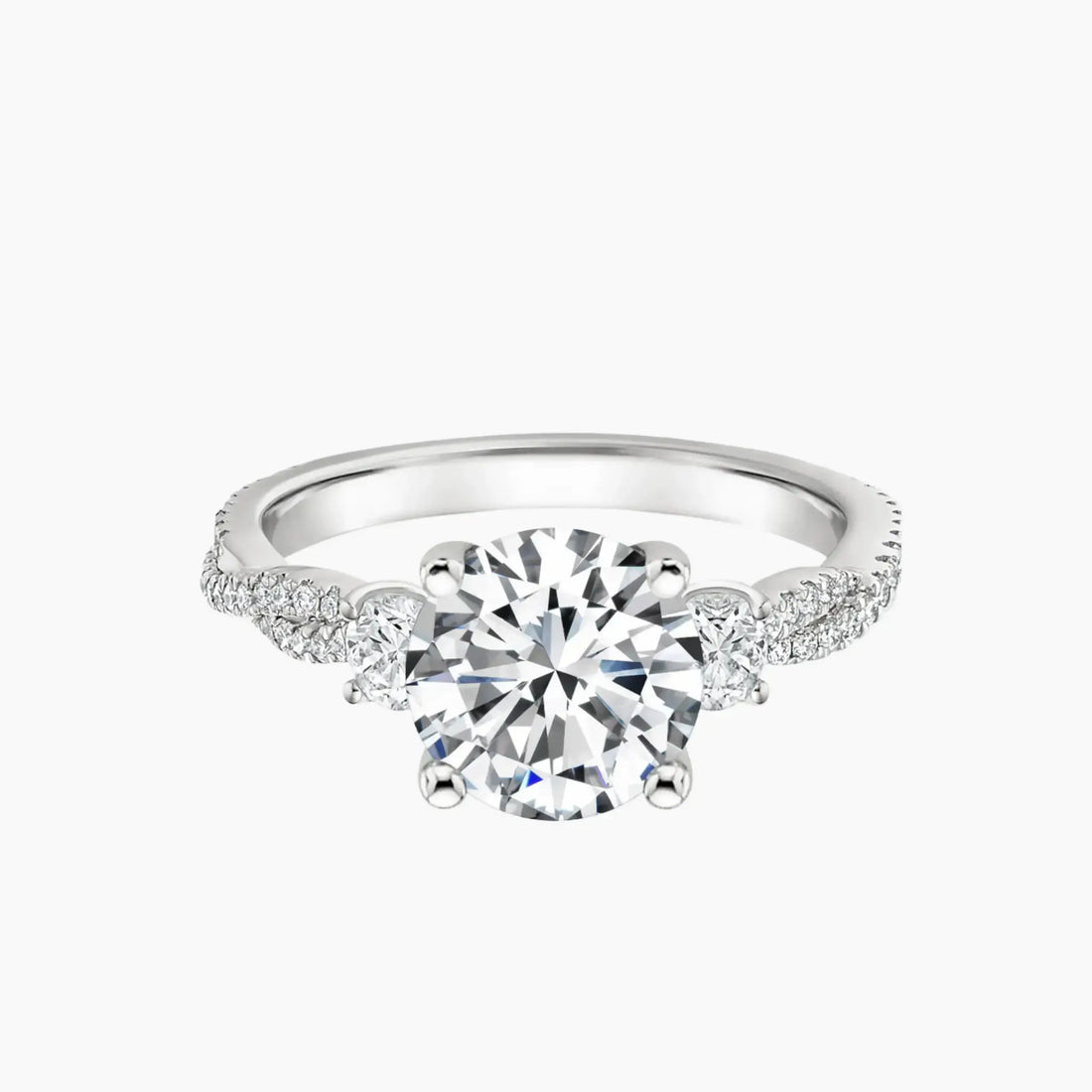 Calista Adorned Twisted Round Designer 3 Carat Lab Grown Diamond Engagement Ring in 18K Rose Gold