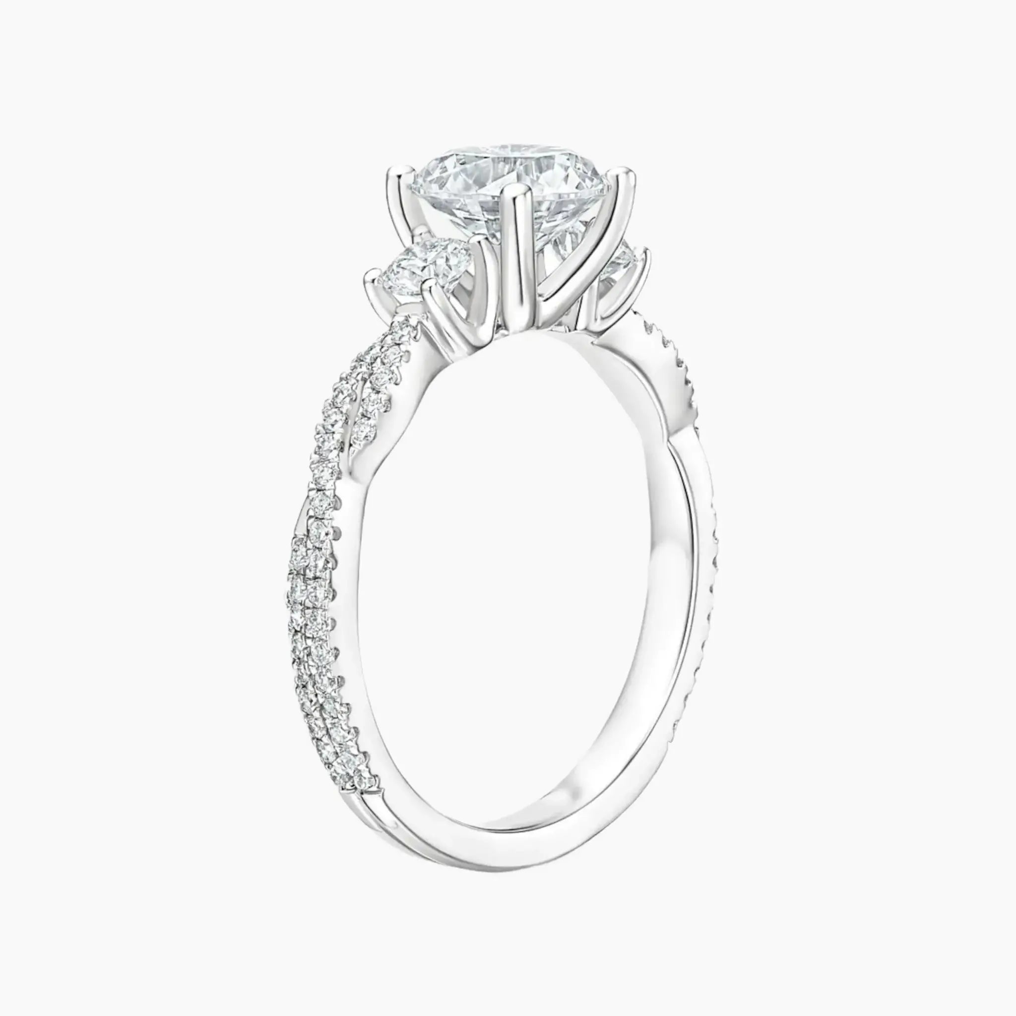 Calista Adorned Twisted Round Designer Diamond Ring Setting in 18K Rose Gold