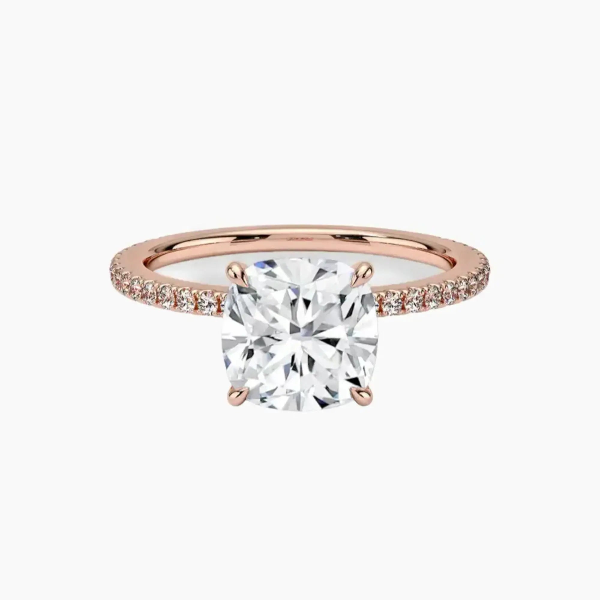 Adalia Cushion Designer 3 Carat Lab Grown Diamond Engagement Ring in 18K Yellow Gold