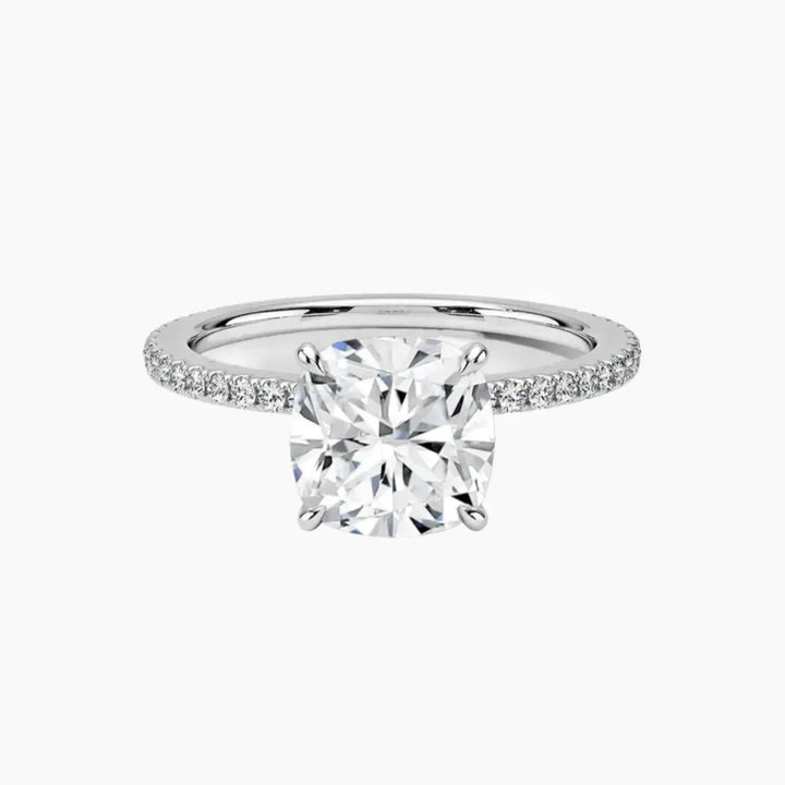 Adalia Cushion Designer 1 Carat Lab Grown Diamond Engagement Ring in 18K White Gold