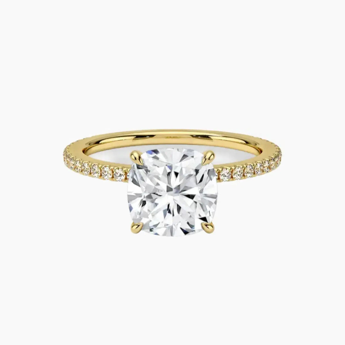 Adalia Cushion Designer 2.5 Carat Lab Grown Diamond Engagement Ring in 18K Yellow Gold