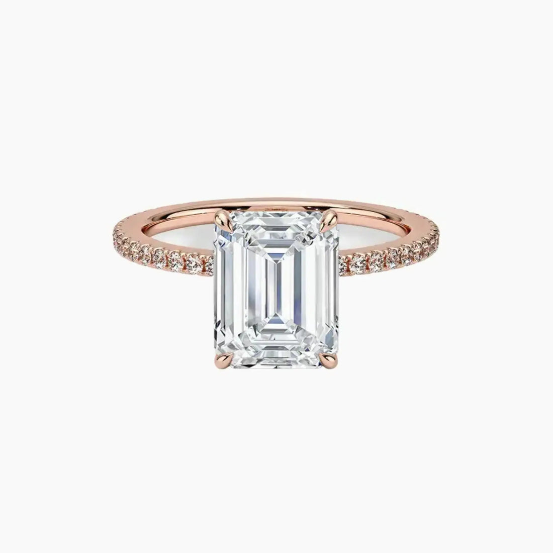 Adalia Emerald Designer 2 Carat Lab Grown Diamond Engagement Ring in 14K Rose Gold