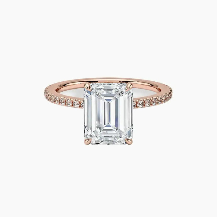 Adalia Emerald Designer 2.5 Carat Lab Grown Diamond Engagement Ring in 18K Rose Gold