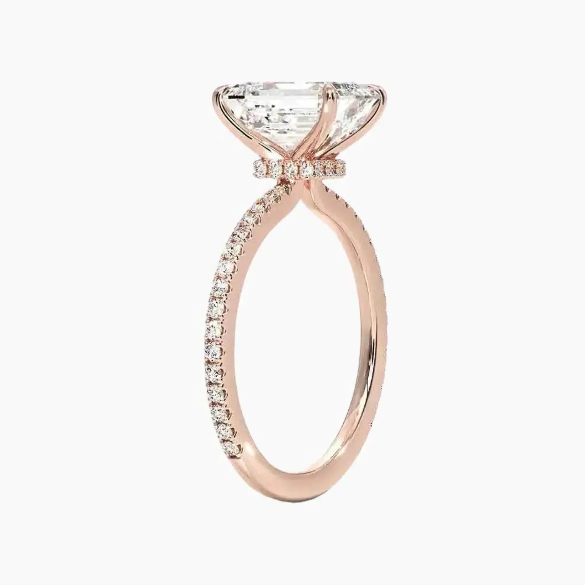 Adalia Emerald Designer 1 Carat Lab Grown Diamond Engagement Ring in 14K Rose Gold