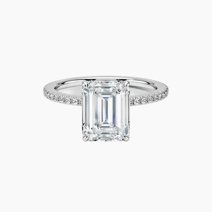 Adalia Emerald Designer 3 Carat Lab Grown Diamond Engagement Ring in 18K White Gold