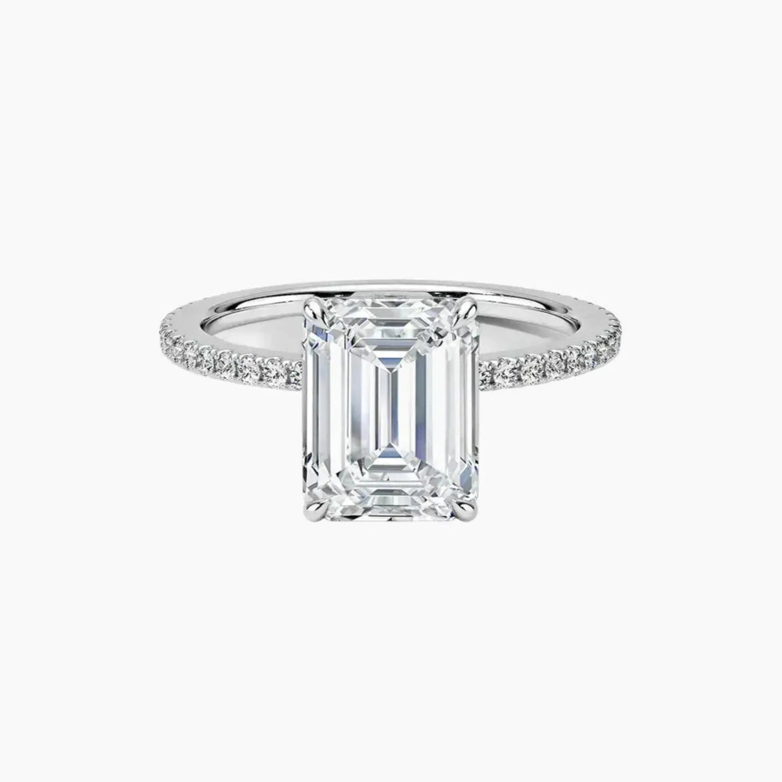 Adalia Emerald Designer 2.5 Carat Lab Grown Diamond Engagement Ring in 18K White Gold