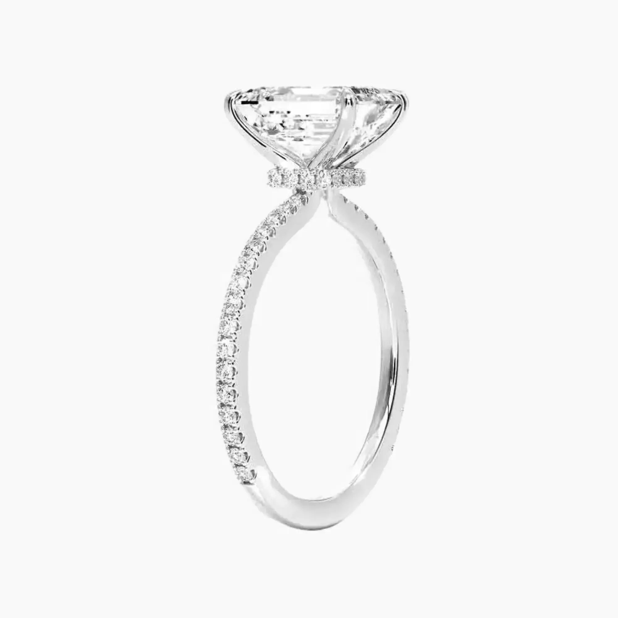 Adalia Emerald Designer 2.5 Carat Lab Grown Diamond Engagement Ring in 14K White Gold