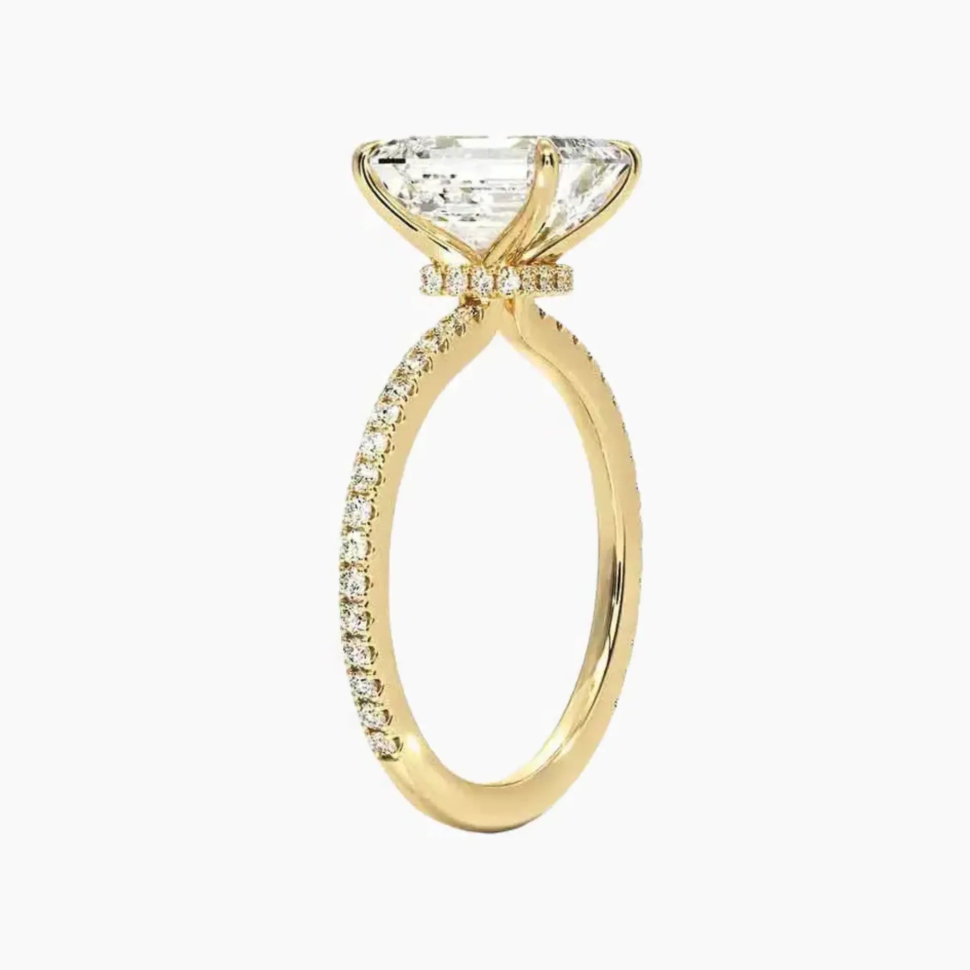 Adalia Emerald Designer 1 Carat Lab Grown Diamond Engagement Ring in 18K Rose Gold