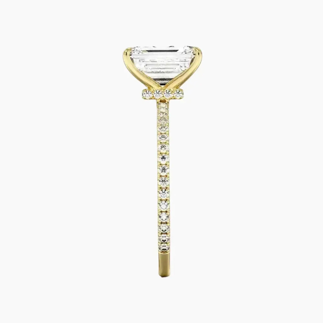 Adalia Emerald Designer 1.5 Carat Lab Grown Diamond Engagement Ring in 18K Yellow Gold
