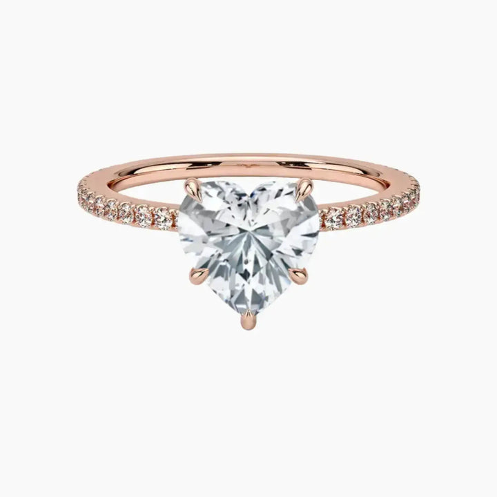 Adalia Heart Designer Diamond Ring Setting in 14K Rose Gold