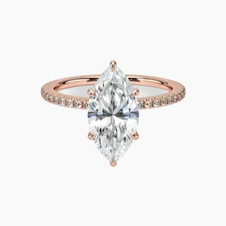 Adalia Marquise Designer 2 Carat Lab Grown Diamond Engagement Ring in 18K Rose Gold