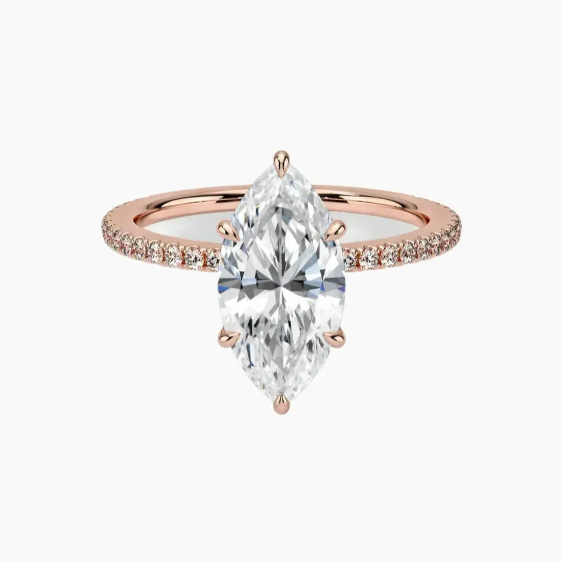 Adalia Marquise Designer 3 Carat Lab Grown Diamond Engagement Ring in 18K Rose Gold