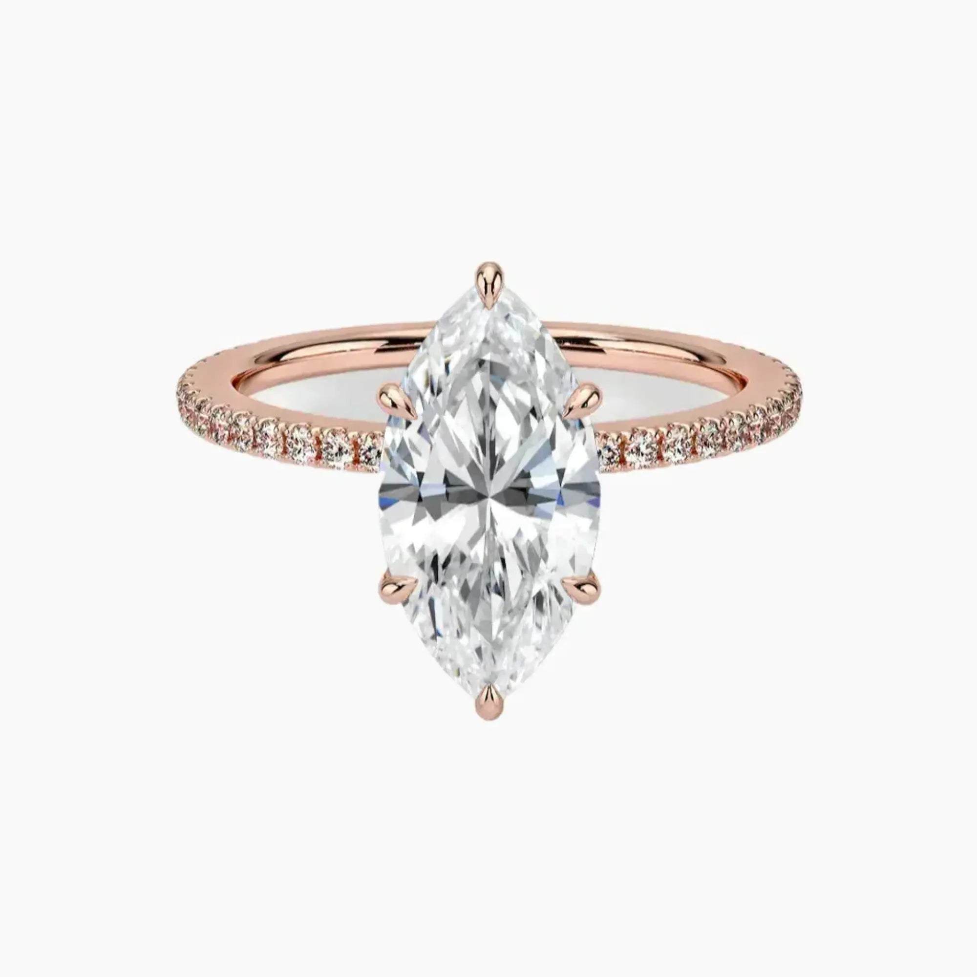 Adalia Marquise Designer 3 Carat Lab Grown Diamond Engagement Ring in 18K Yellow Gold
