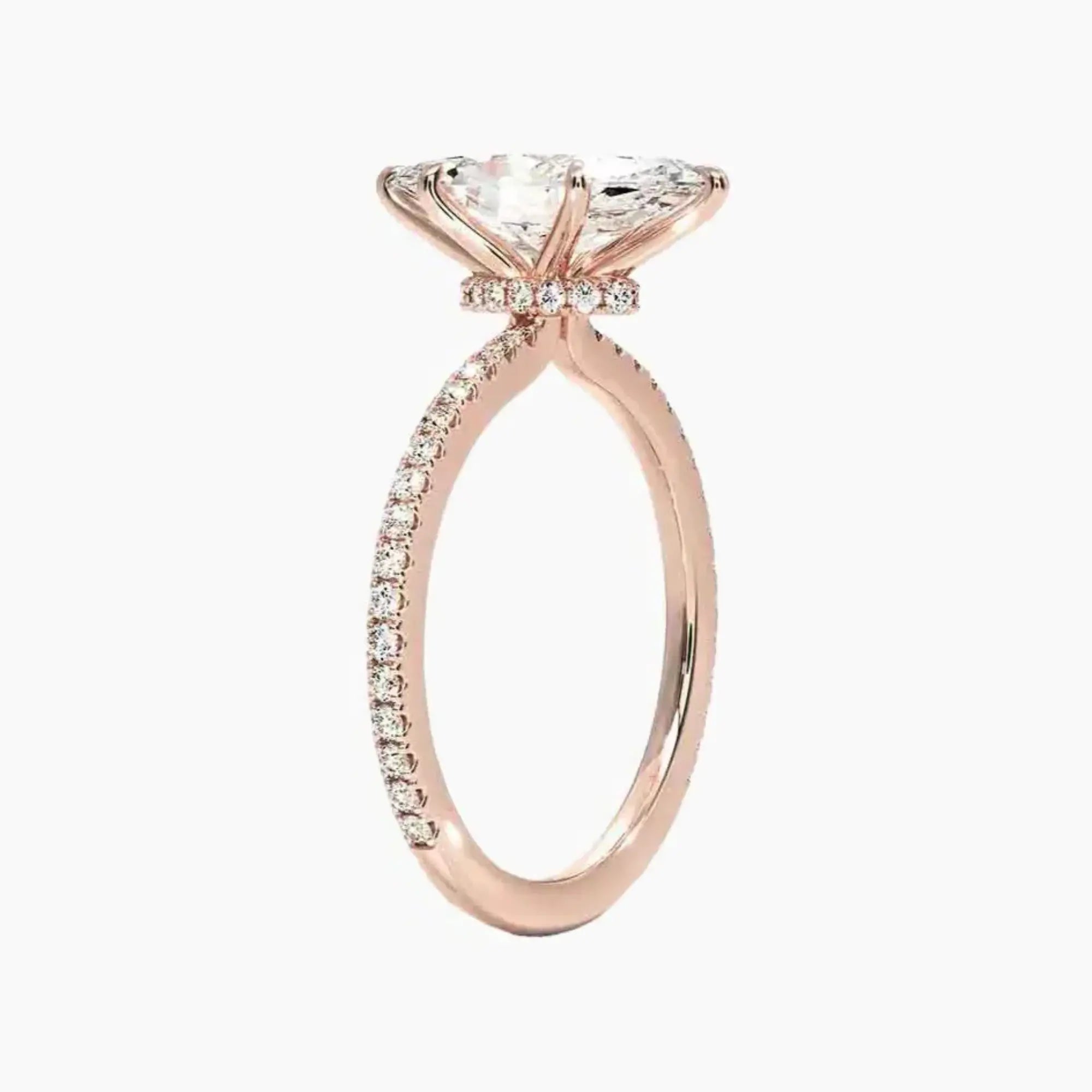 Adalia Marquise Designer Diamond Ring Setting in 14K Rose Gold