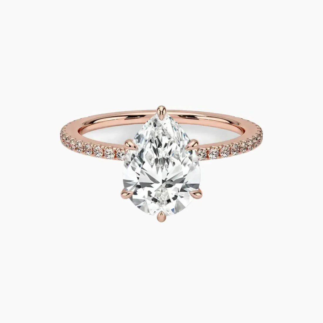 Adalia Pear Designer 1.5 Carat Lab Grown Diamond Engagement Ring in 18K Rose Gold