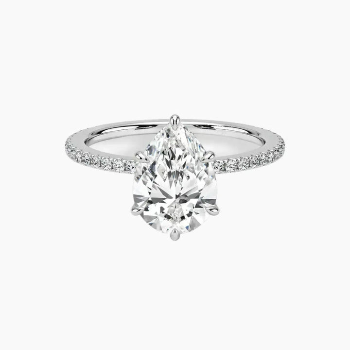 Adalia Pear Designer 2.5 Carat Lab Grown Diamond Engagement Ring in 14K White Gold