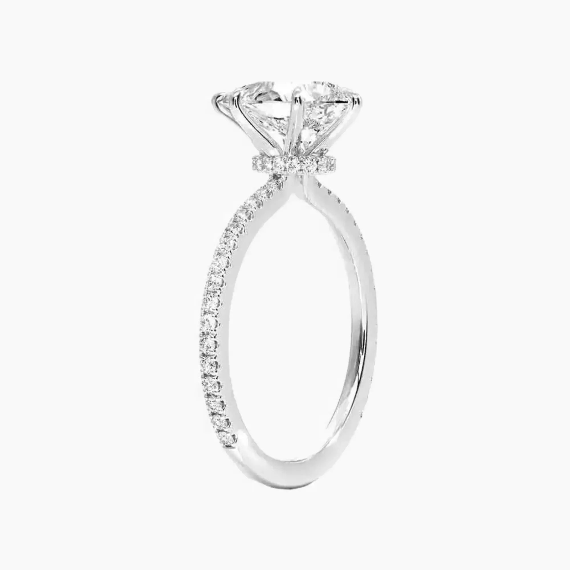 Adalia Pear Designer Diamond Ring Setting in 14K White Gold