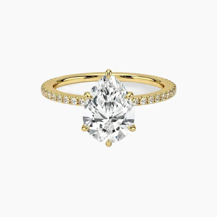 Adalia Pear Designer 2.5 Carat Lab Grown Diamond Engagement Ring in 18K Yellow Gold