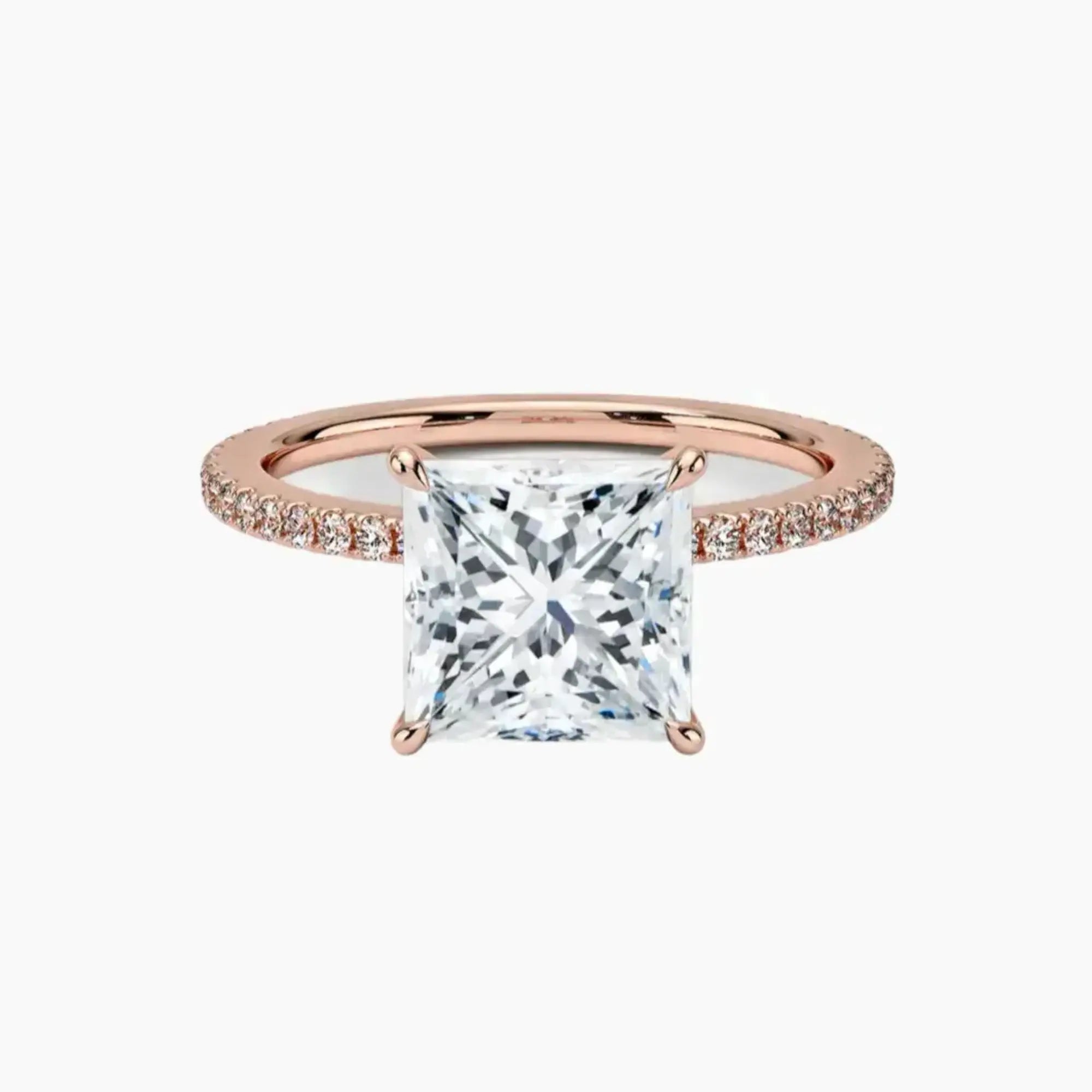 Adalia Princess Designer 1 Carat Lab Grown Diamond Engagement Ring in 18K Rose Gold