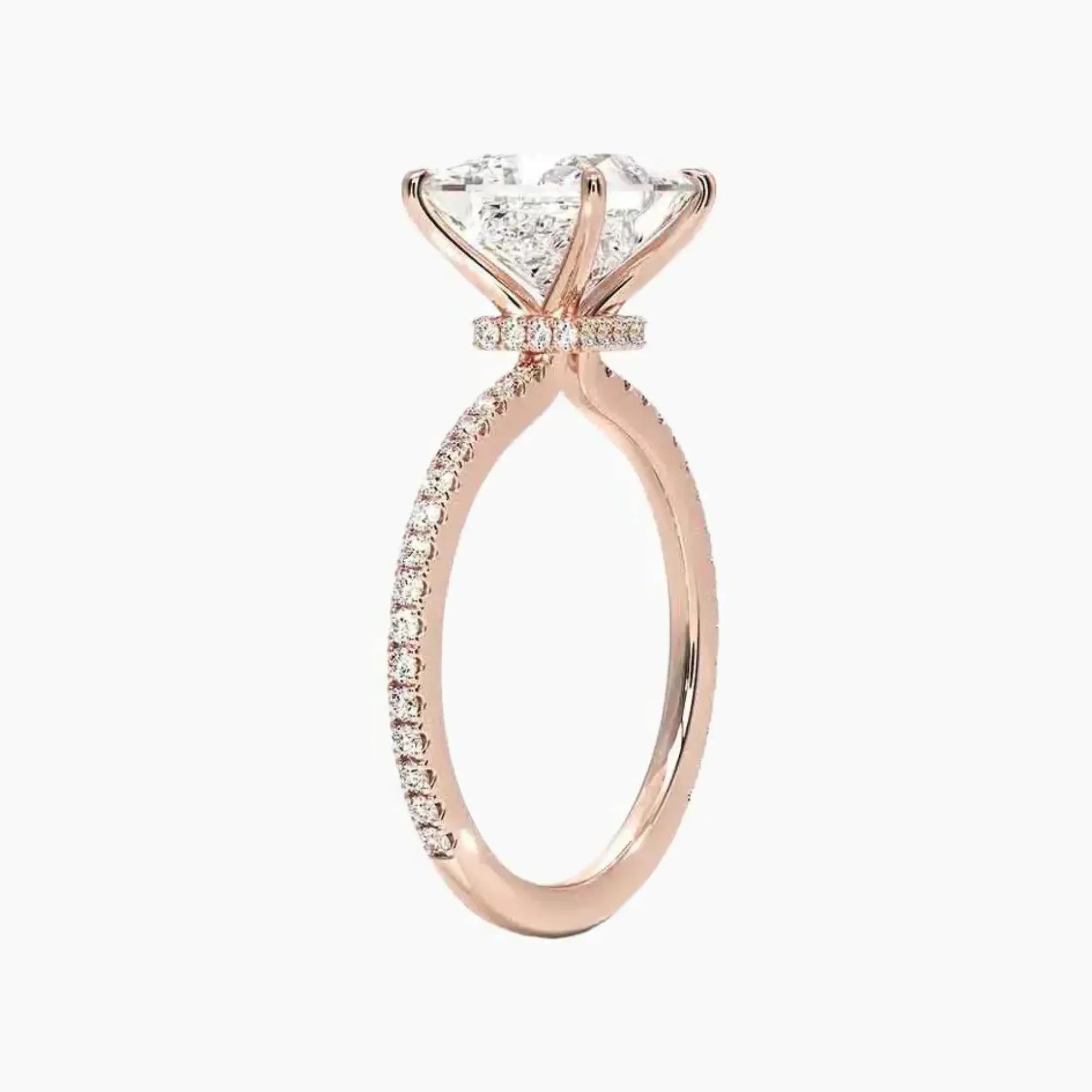 Adalia Princess Designer 1 Carat Lab Grown Diamond Engagement Ring in 18K Rose Gold