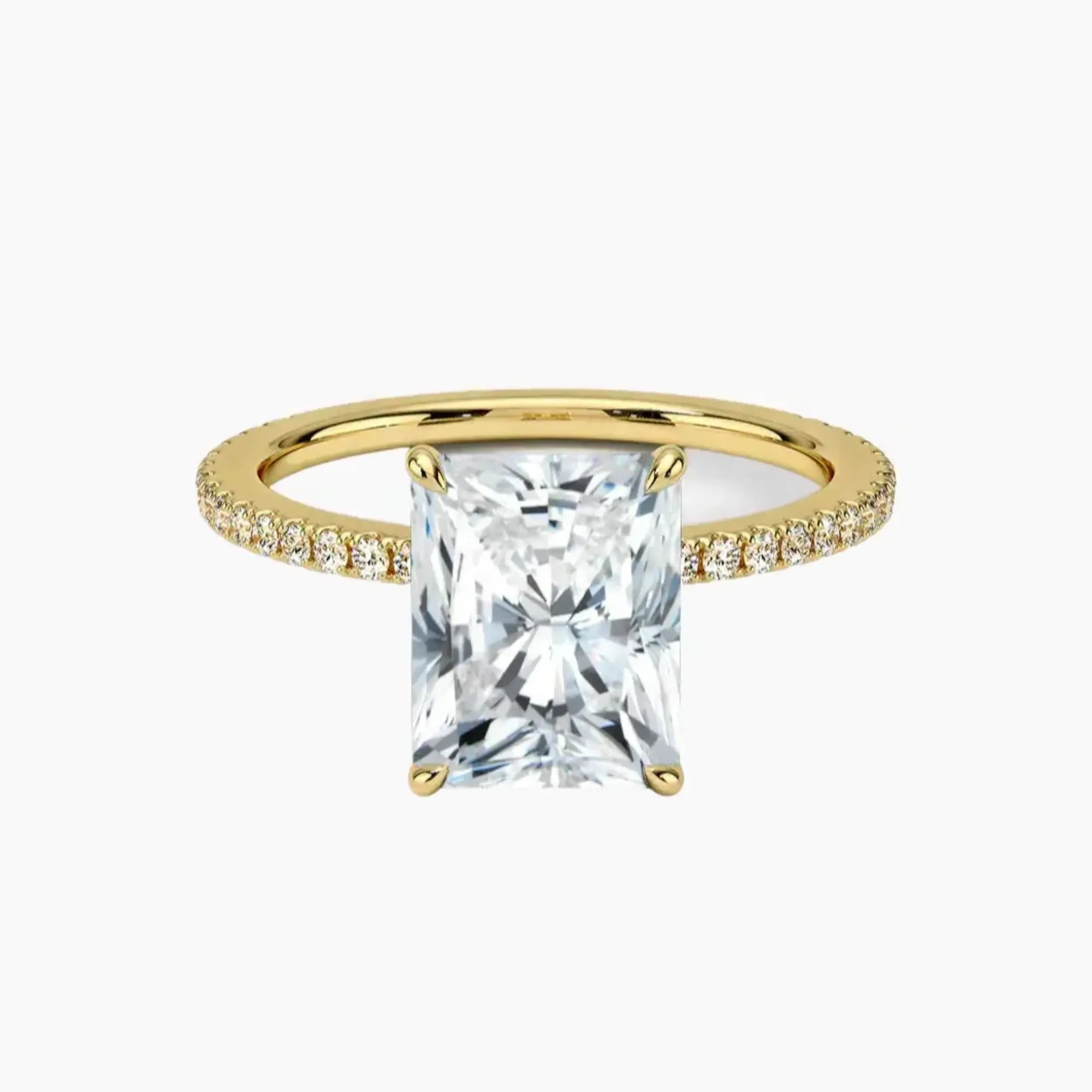 Adalia Radiant Designer 3 Carat Lab Grown Diamond Engagement Ring in 14K Yellow Gold