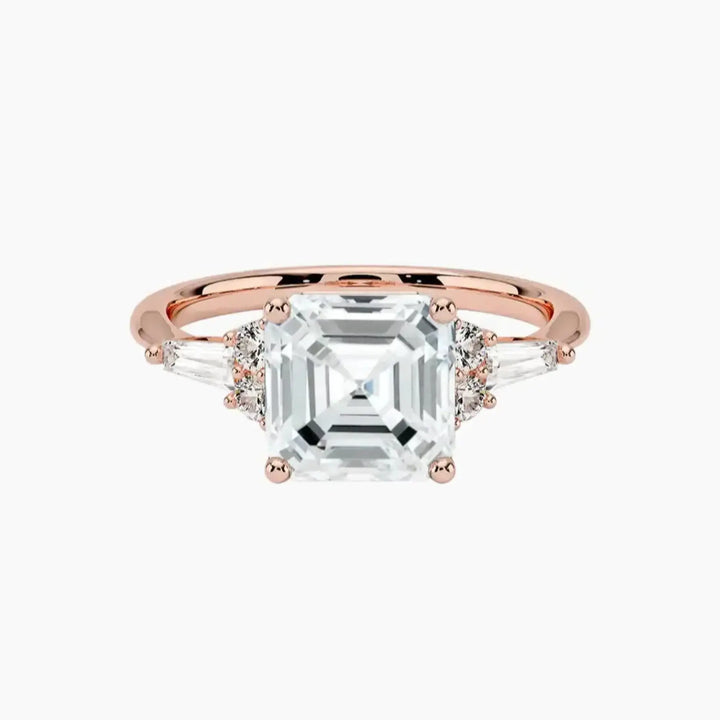 Jovana Asscher Designer 2.5 Carat Lab Grown Diamond Engagement Ring in 14K Rose Gold