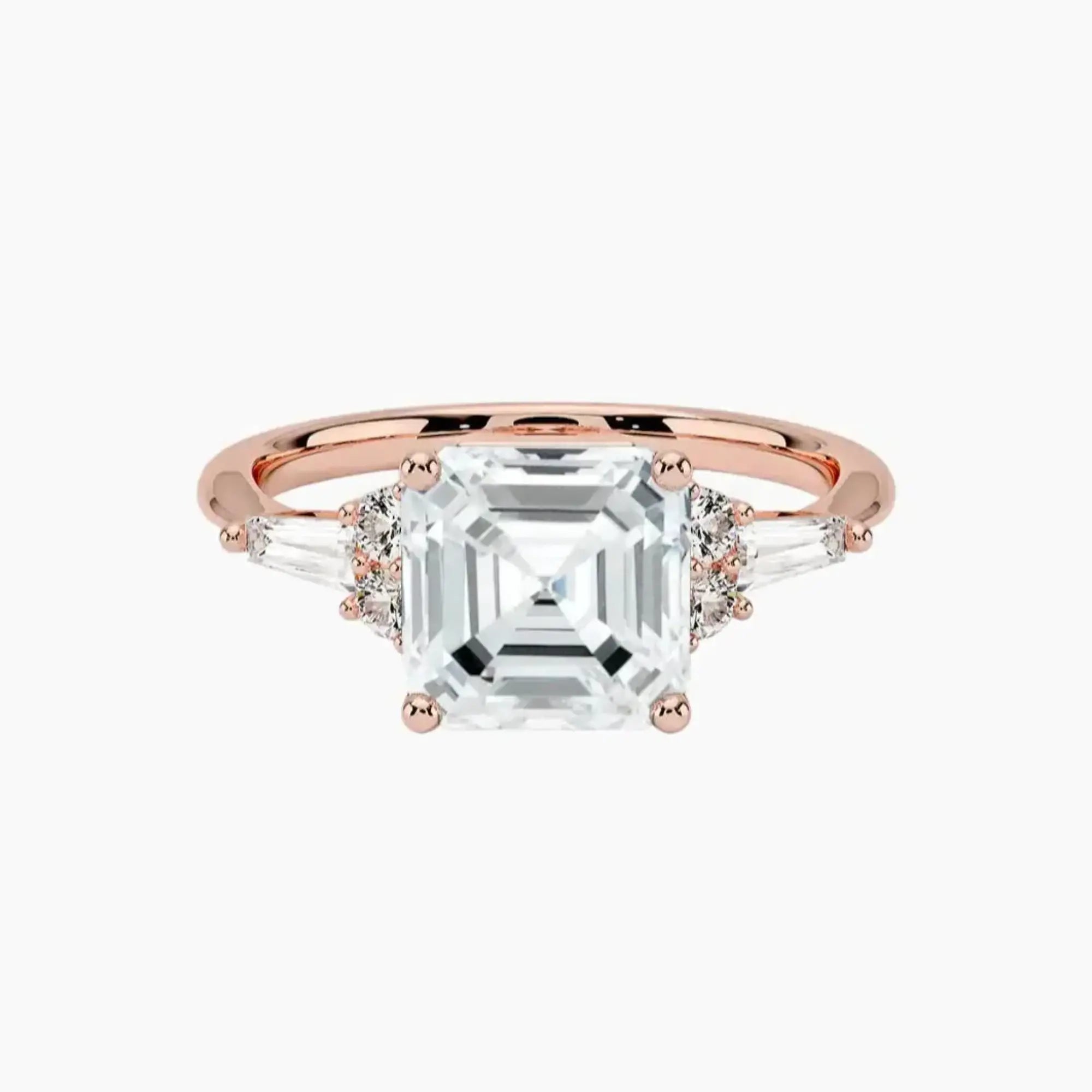 Jovana Asscher Designer 2 Carat Lab Grown Diamond Engagement Ring in 14K Rose Gold