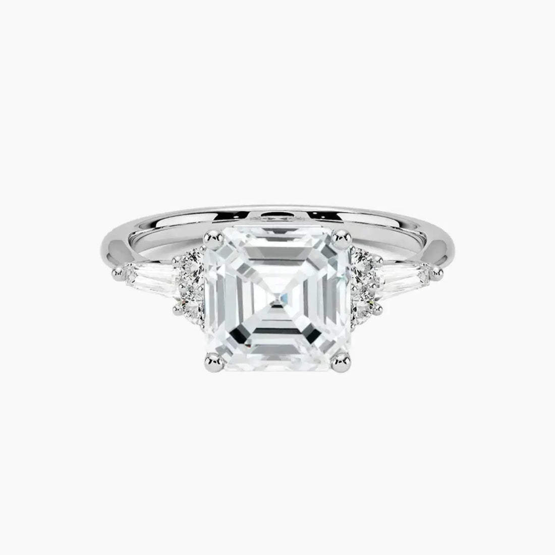 Jovana Asscher Designer 2.5 Carat Lab Grown Diamond Engagement Ring in 18K White Gold