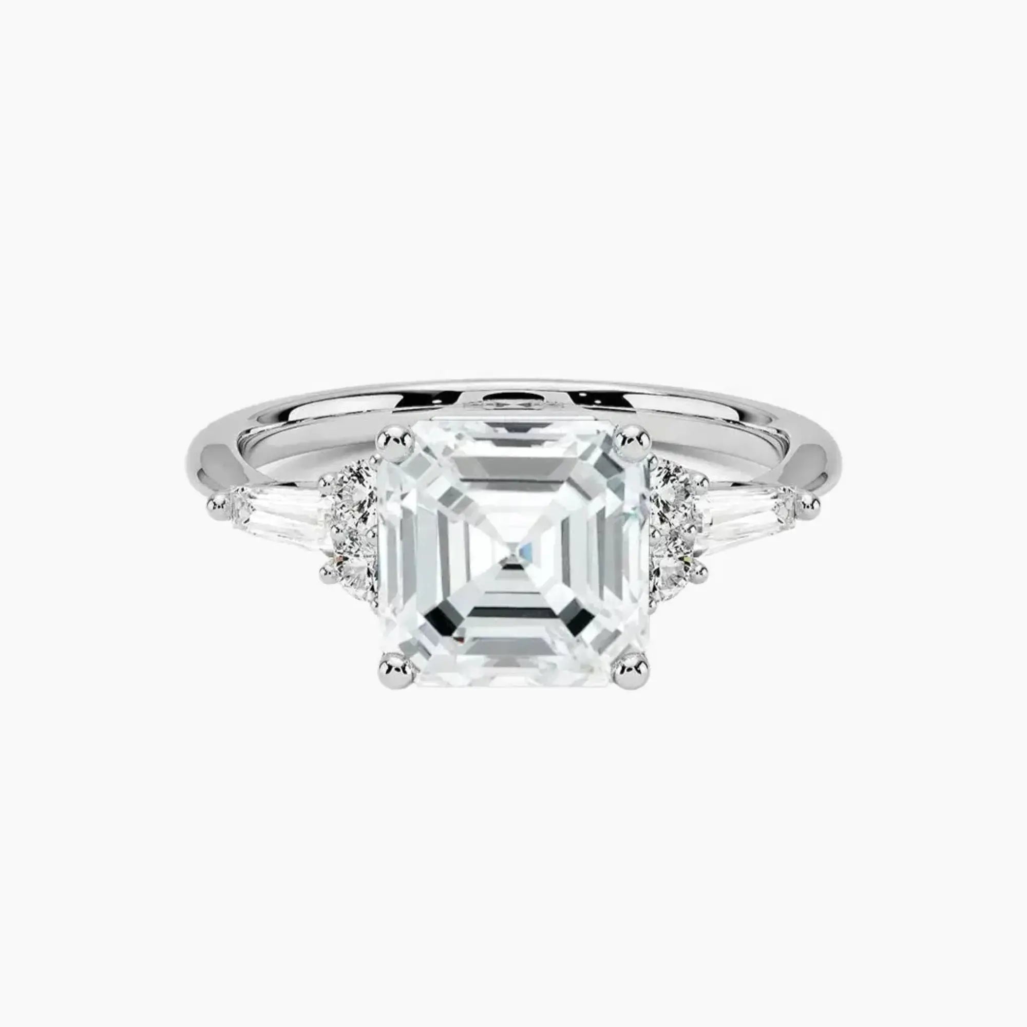 Jovana Asscher Designer 3 Carat Lab Grown Diamond Engagement Ring in 18K White Gold