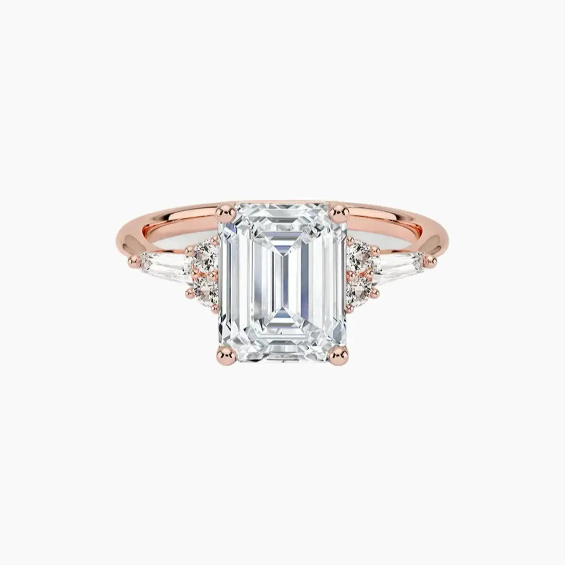 Jovana Emerald Designer 2 Carat Lab Grown Diamond Engagement Ring in 14K Rose Gold
