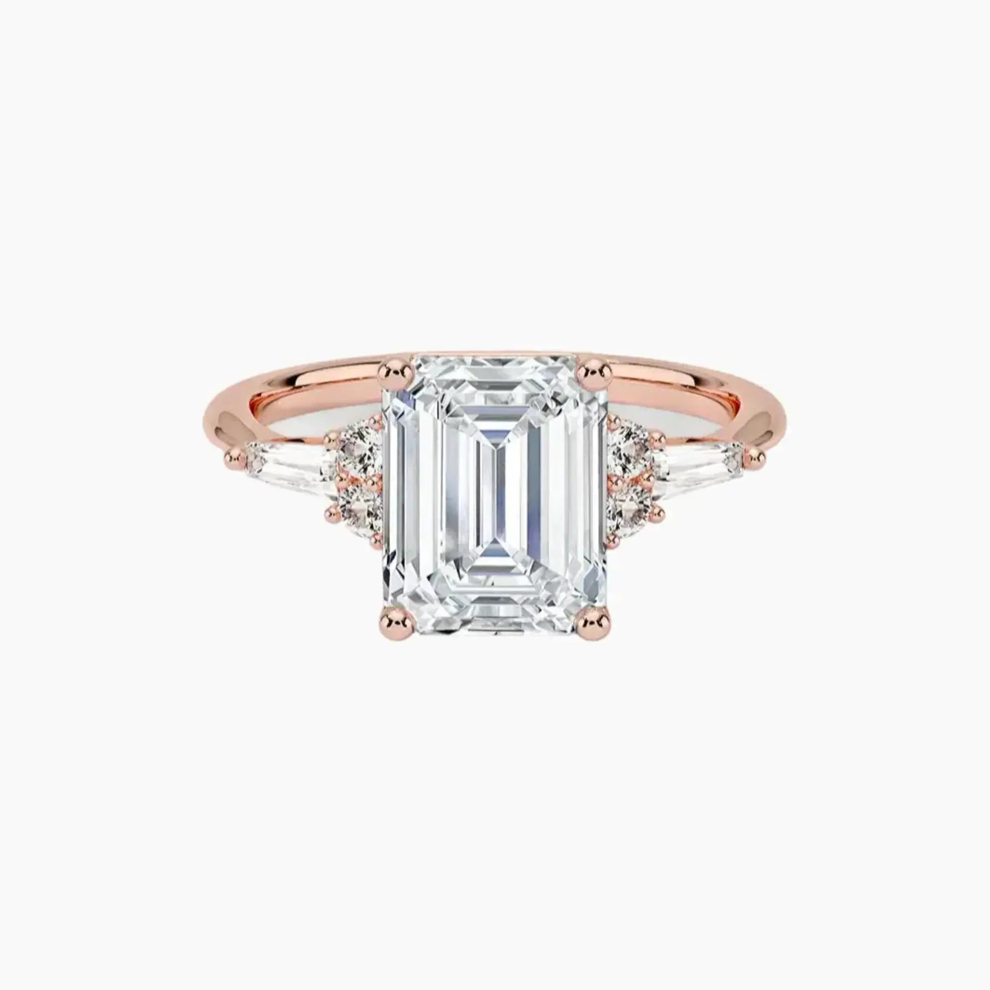 Jovana Emerald Designer 3 Carat Lab Grown Diamond Engagement Ring in 14K White Gold